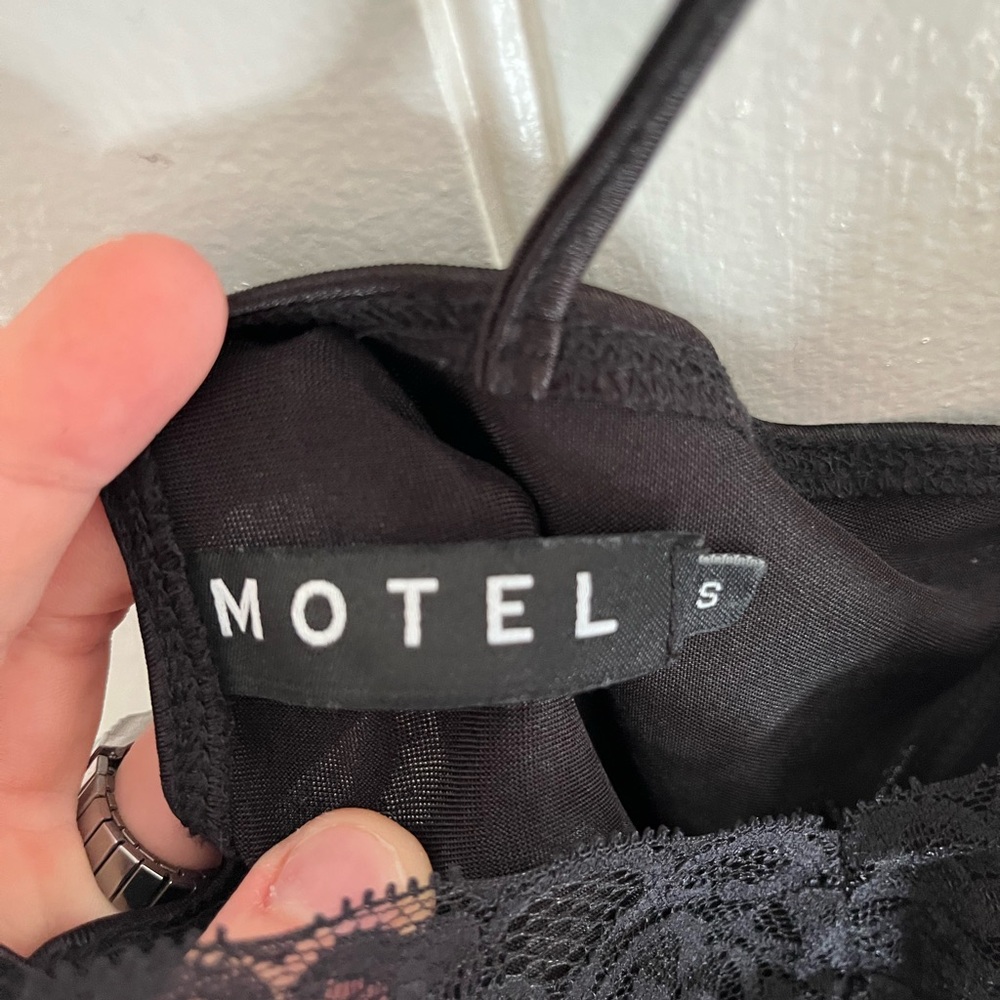 Motel Rocks Slip Mini Black Lace Dress - Picture 3 of 9